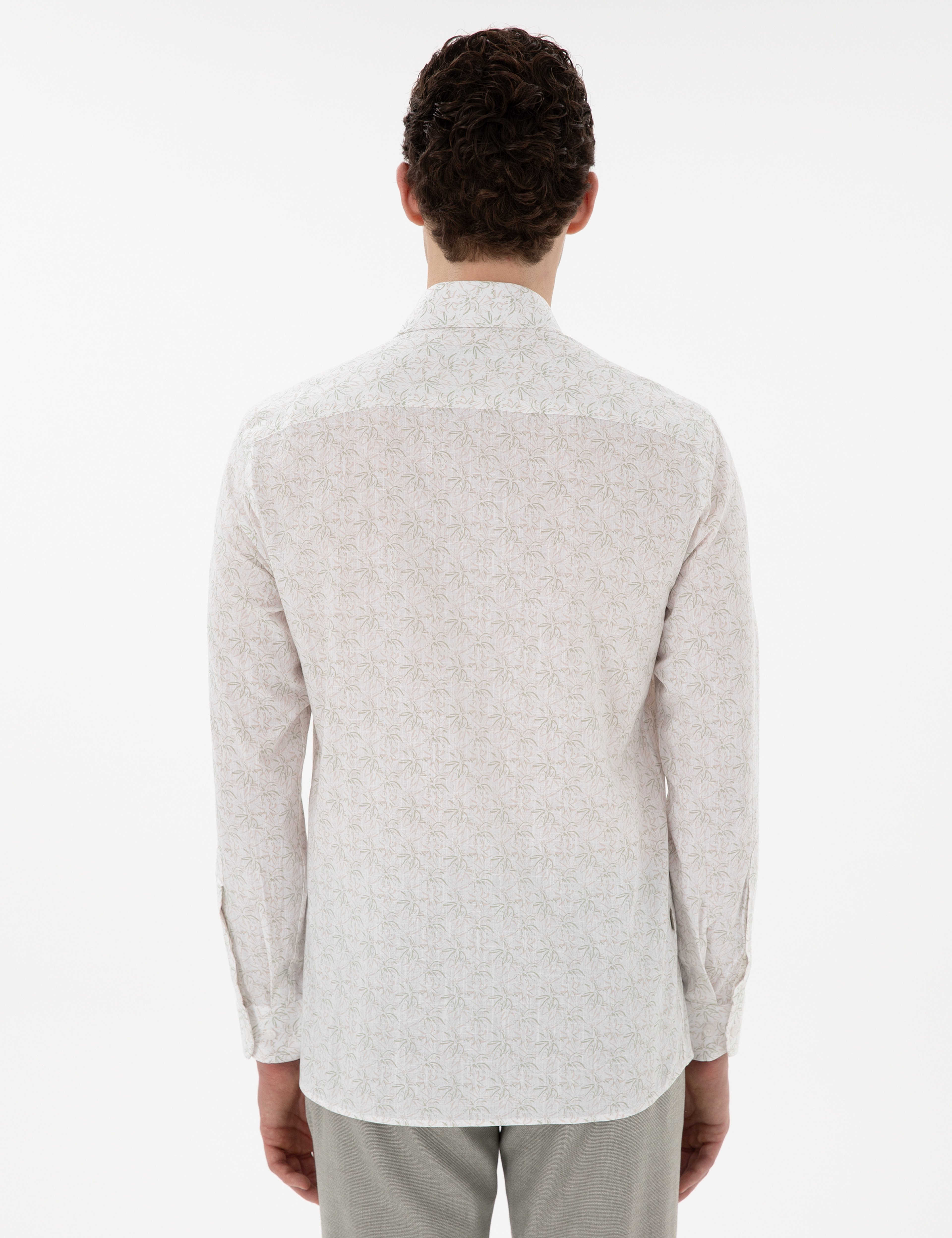 Haki Slim Fit Uzun Kollu Gömlek - Image 5
