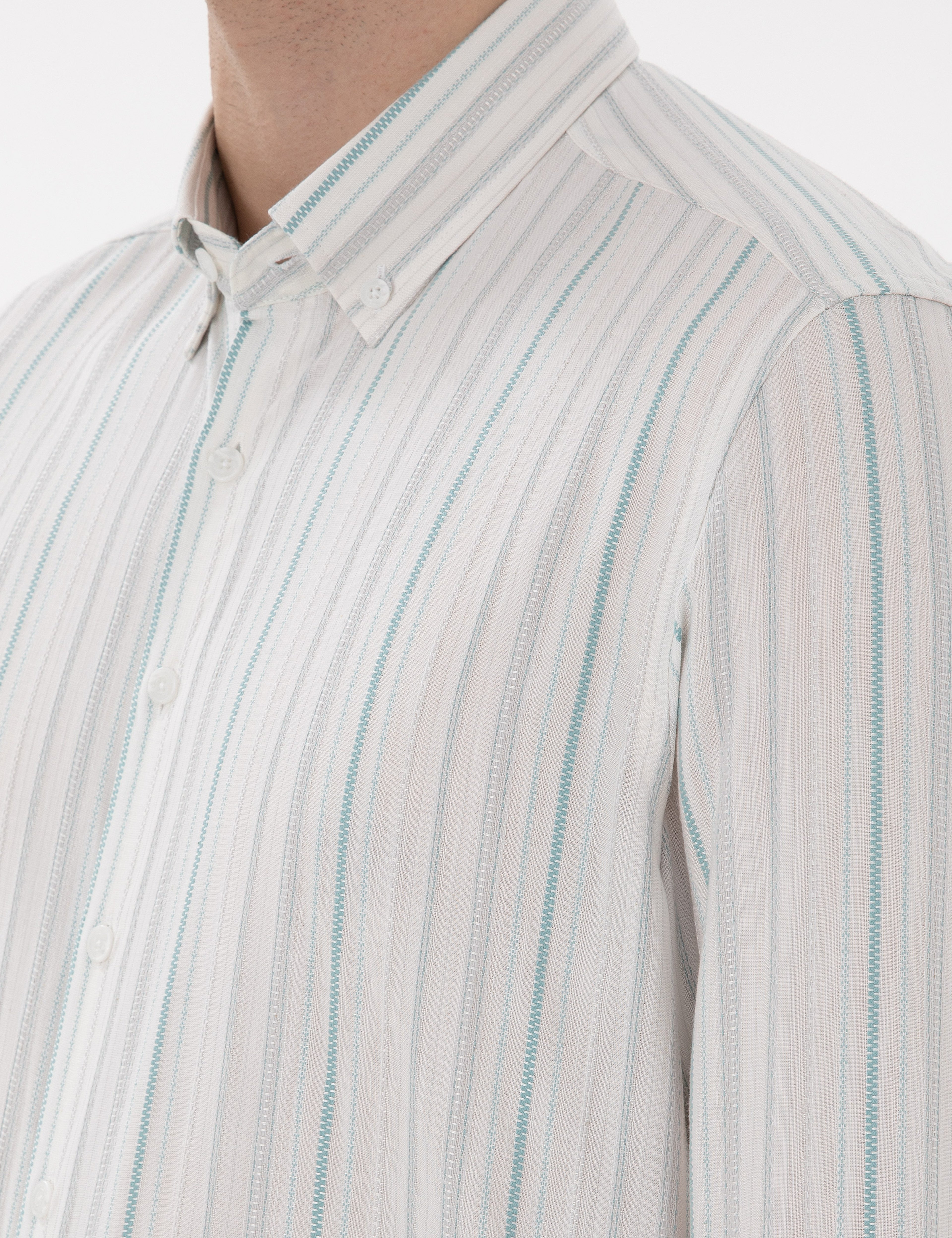 Mint Regular Fit Uzun Kollu Gömlek - Image 7