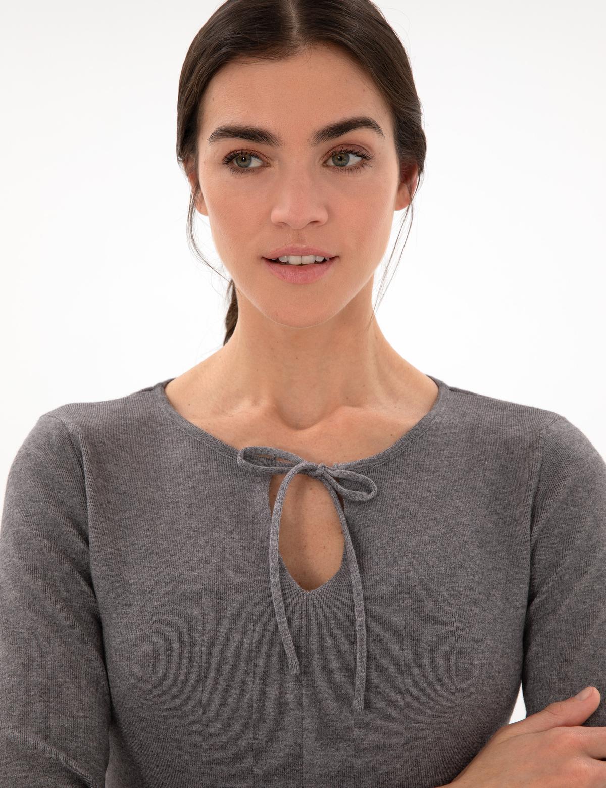 Gri Melanj Slim Fit Kazak - 50290555004