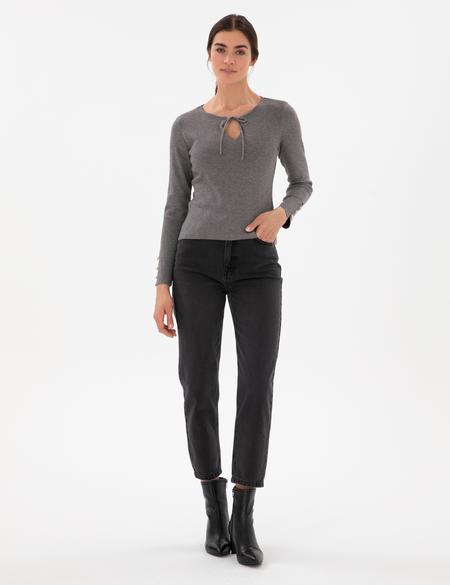 Gri Melanj Slim Fit Kazak - 50290555004