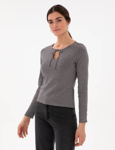 Gri Melanj Slim Fit Kazak
