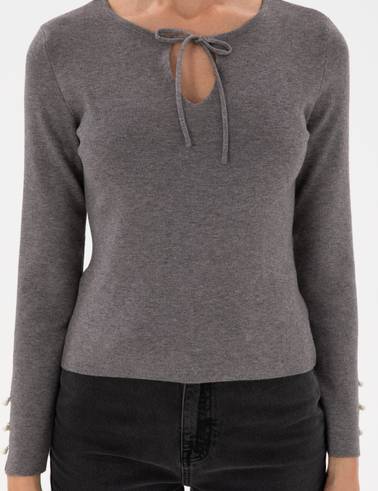 Gri Melanj Slim Fit Kazak