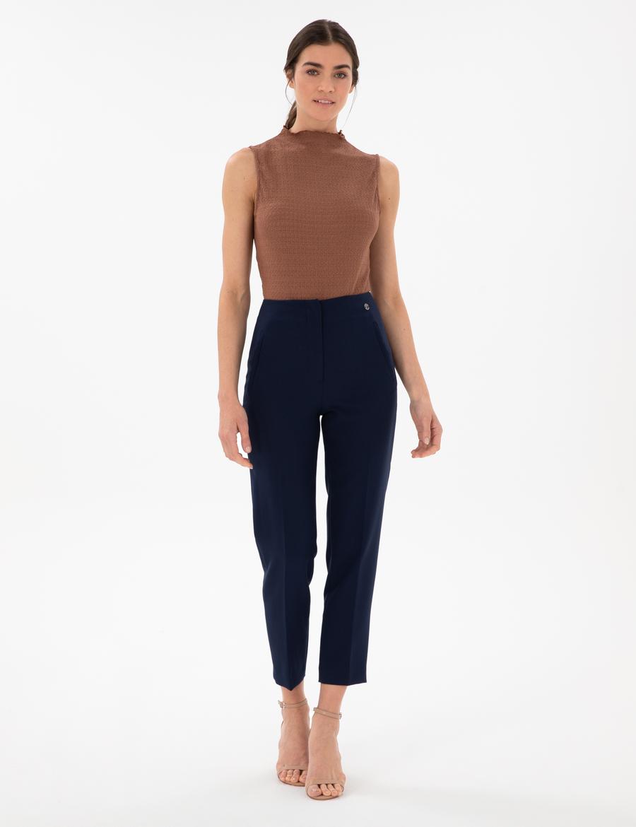 Lacivert Carrot Fit Kumaş Pantolon