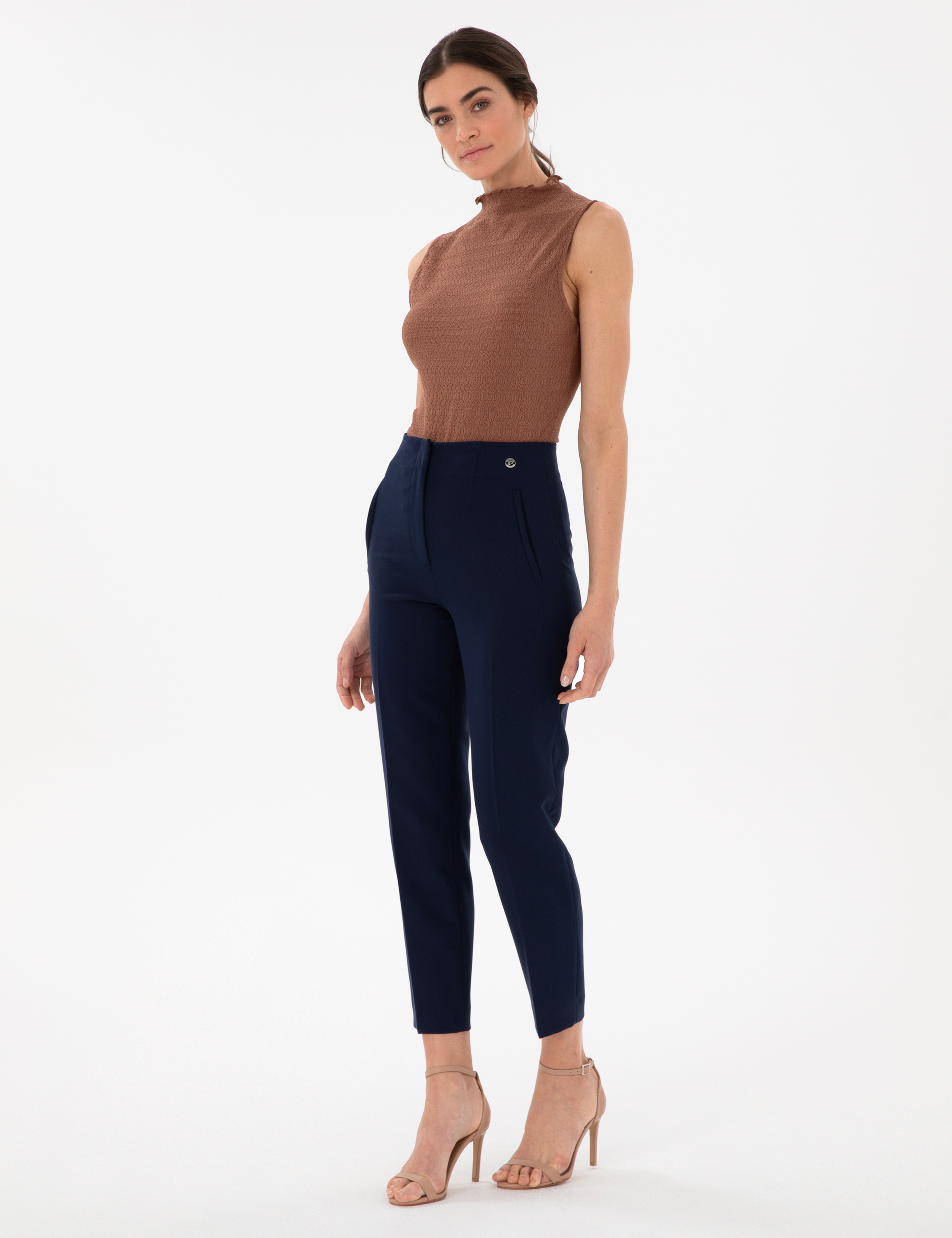 Lacivert Carrot Fit Kumaş Pantolon
