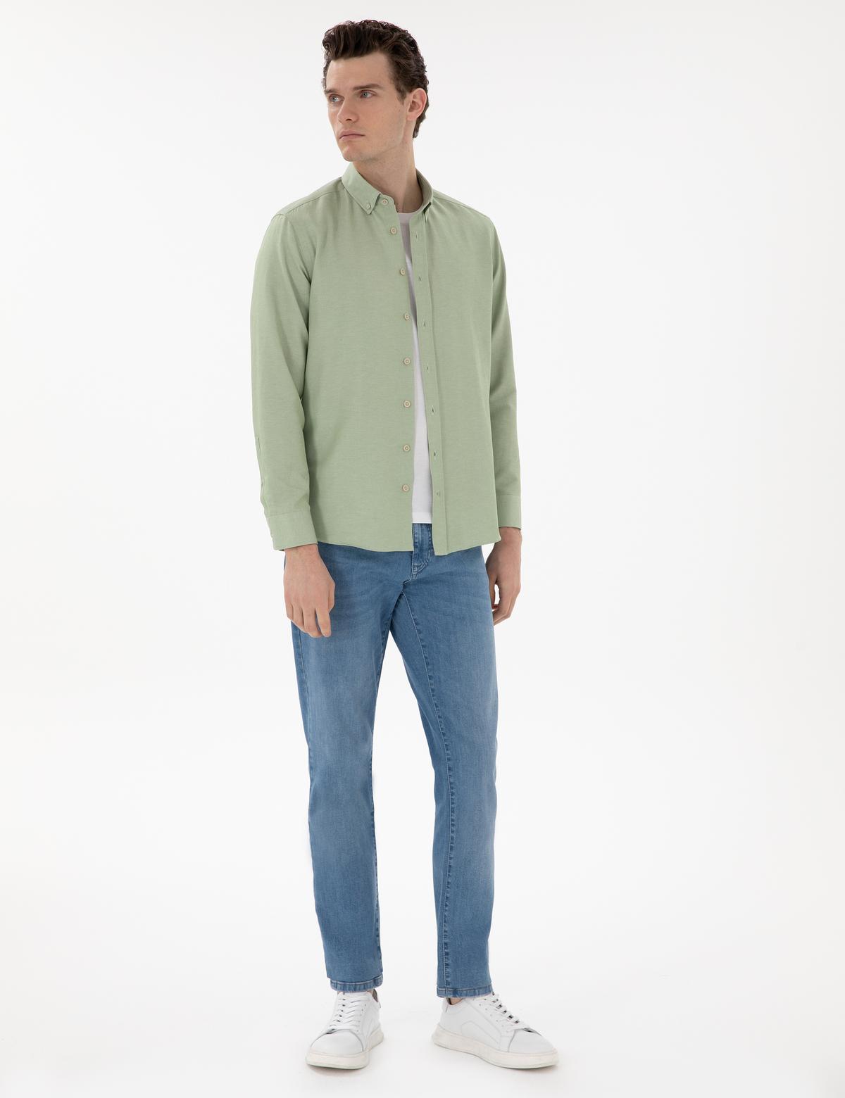 Yeşil Regular Fit Uzun Kollu Gömlek - 50304764065