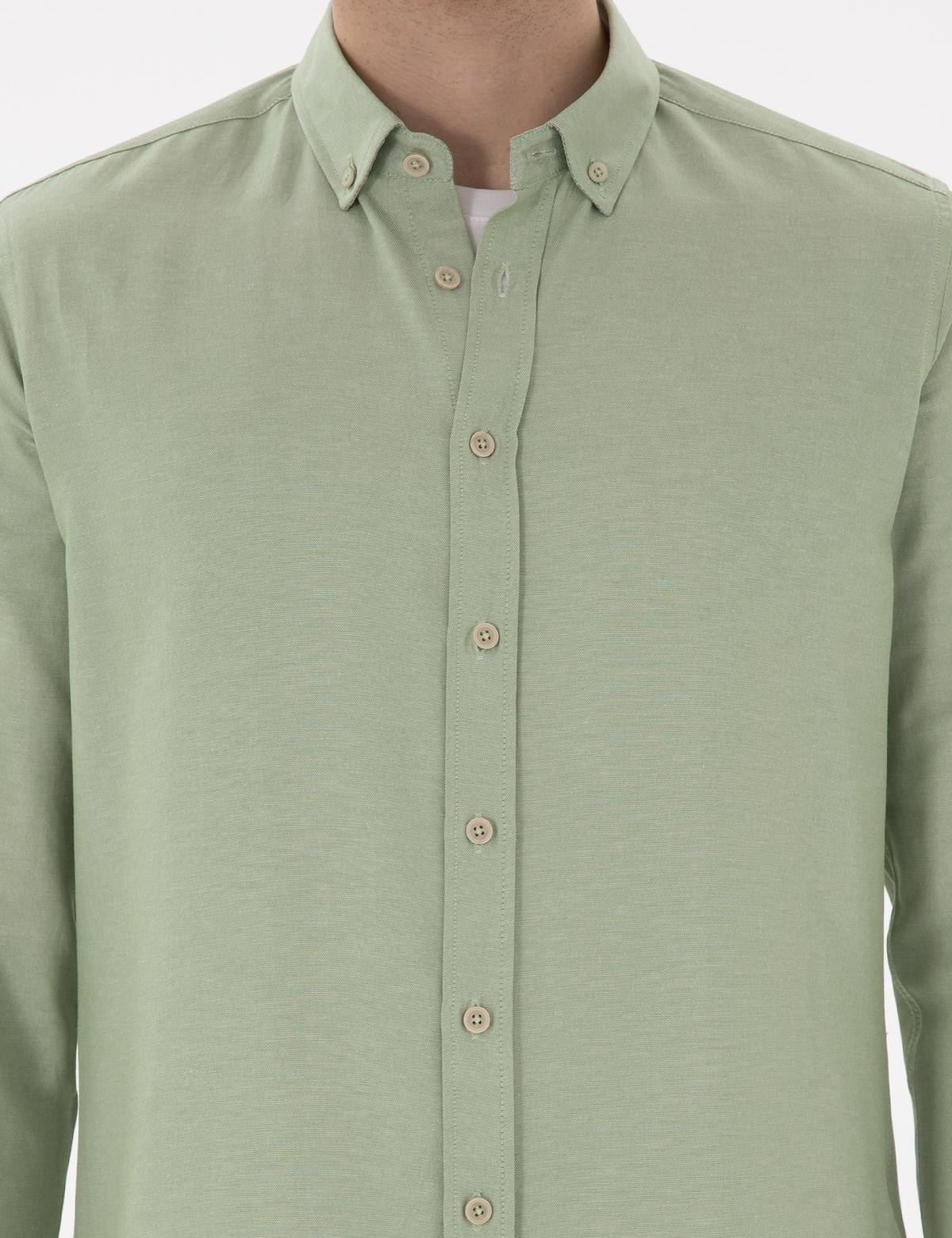 Yeşil Regular Fit Uzun Kollu Gömlek - 50304764065