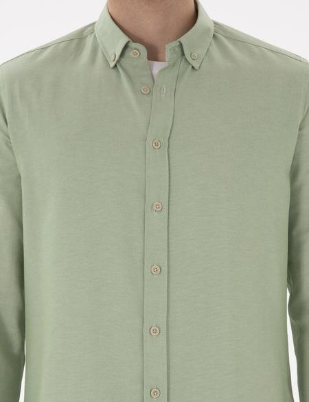 Yeşil Regular Fit Uzun Kollu Gömlek - 50304764065