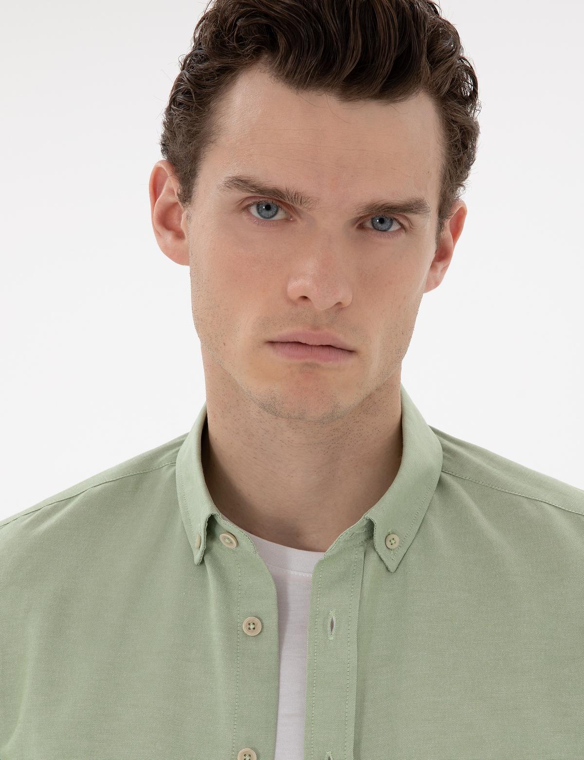Yeşil Regular Fit Uzun Kollu Gömlek - 50304764065
