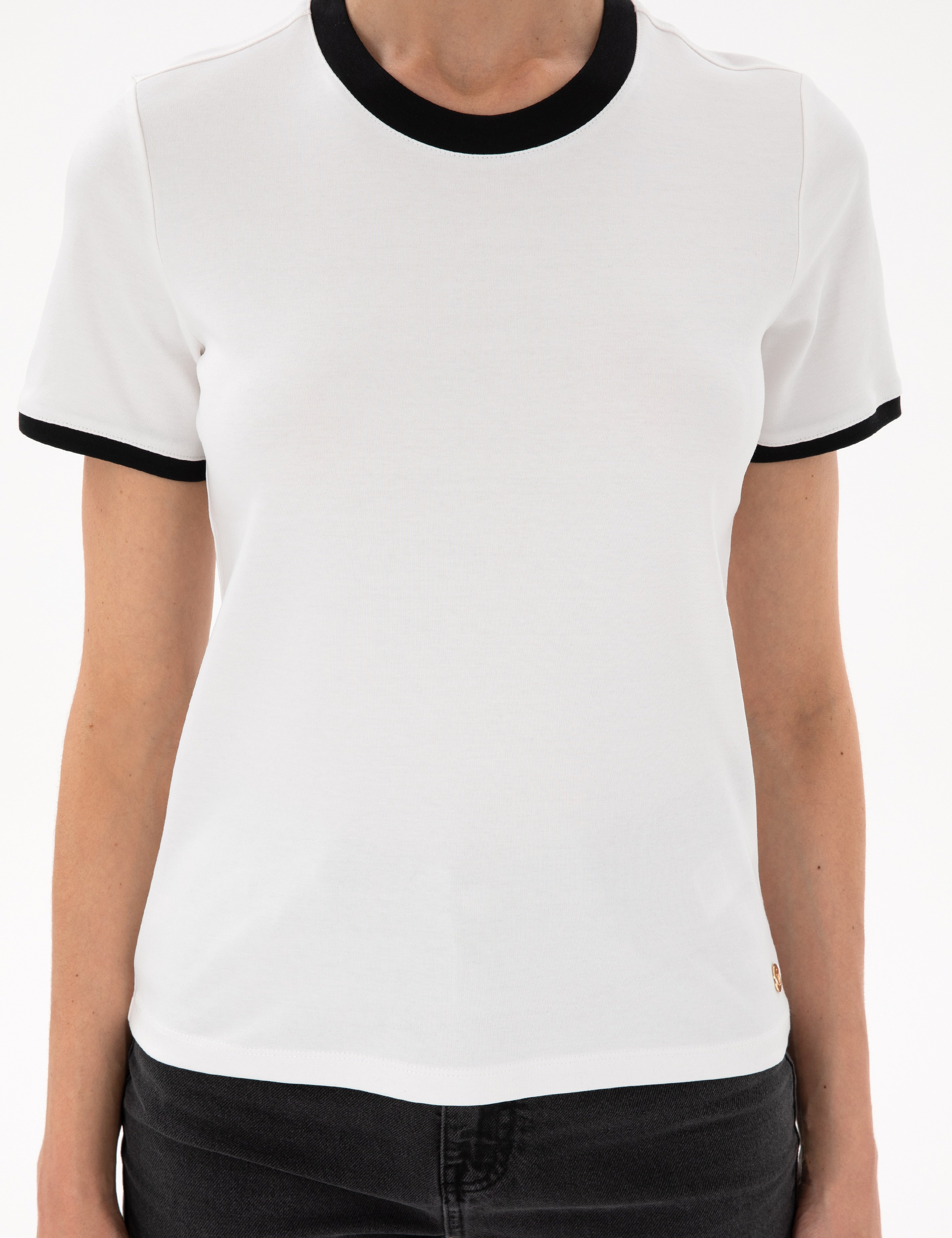 Beyaz Slim Fit Tişört - Image 6