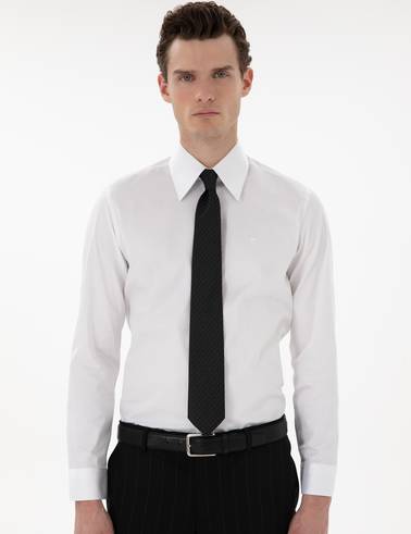 Beyaz Slim Fit Uzun Kollu Gömlek