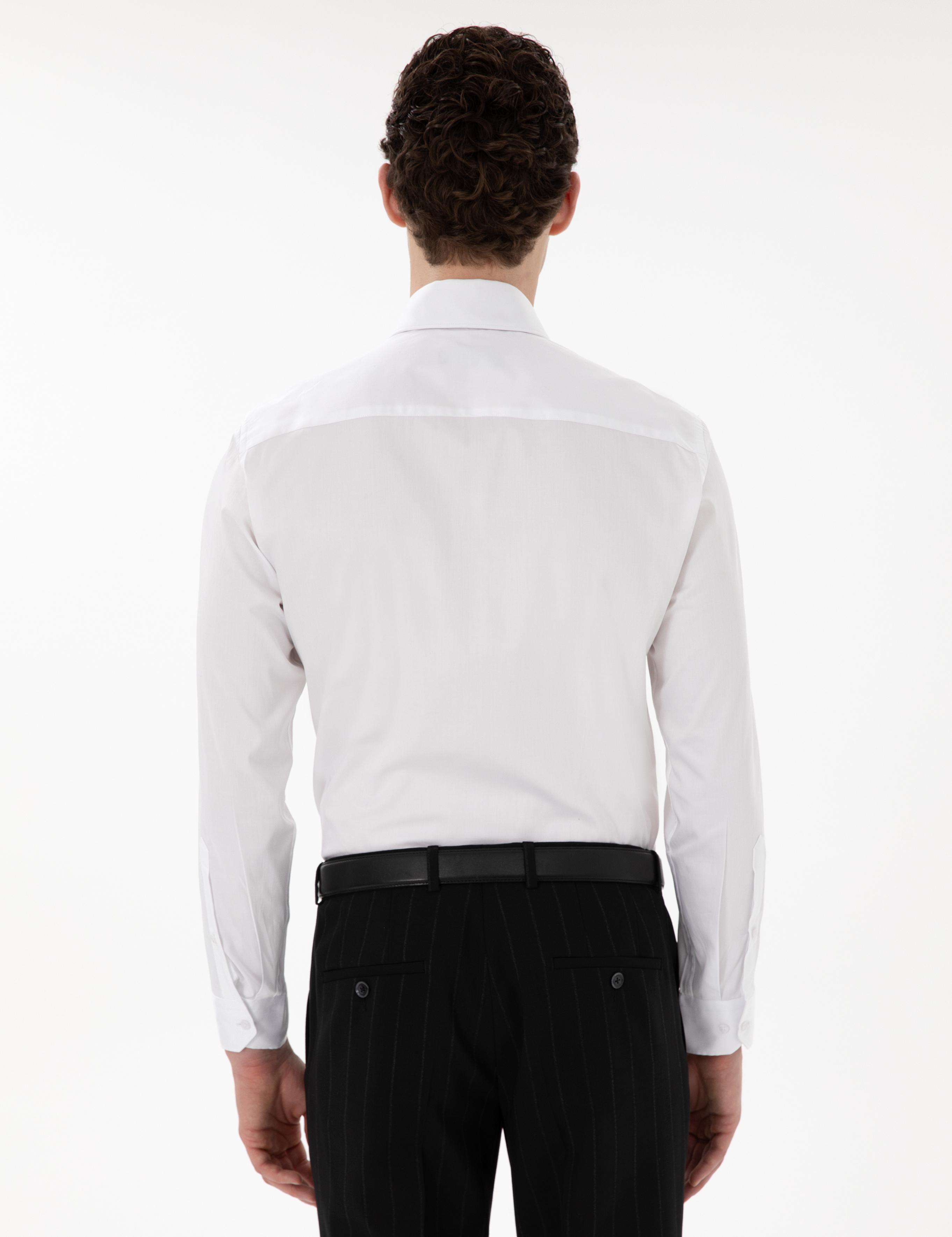 Beyaz Slim Fit Uzun Kollu Gömlek