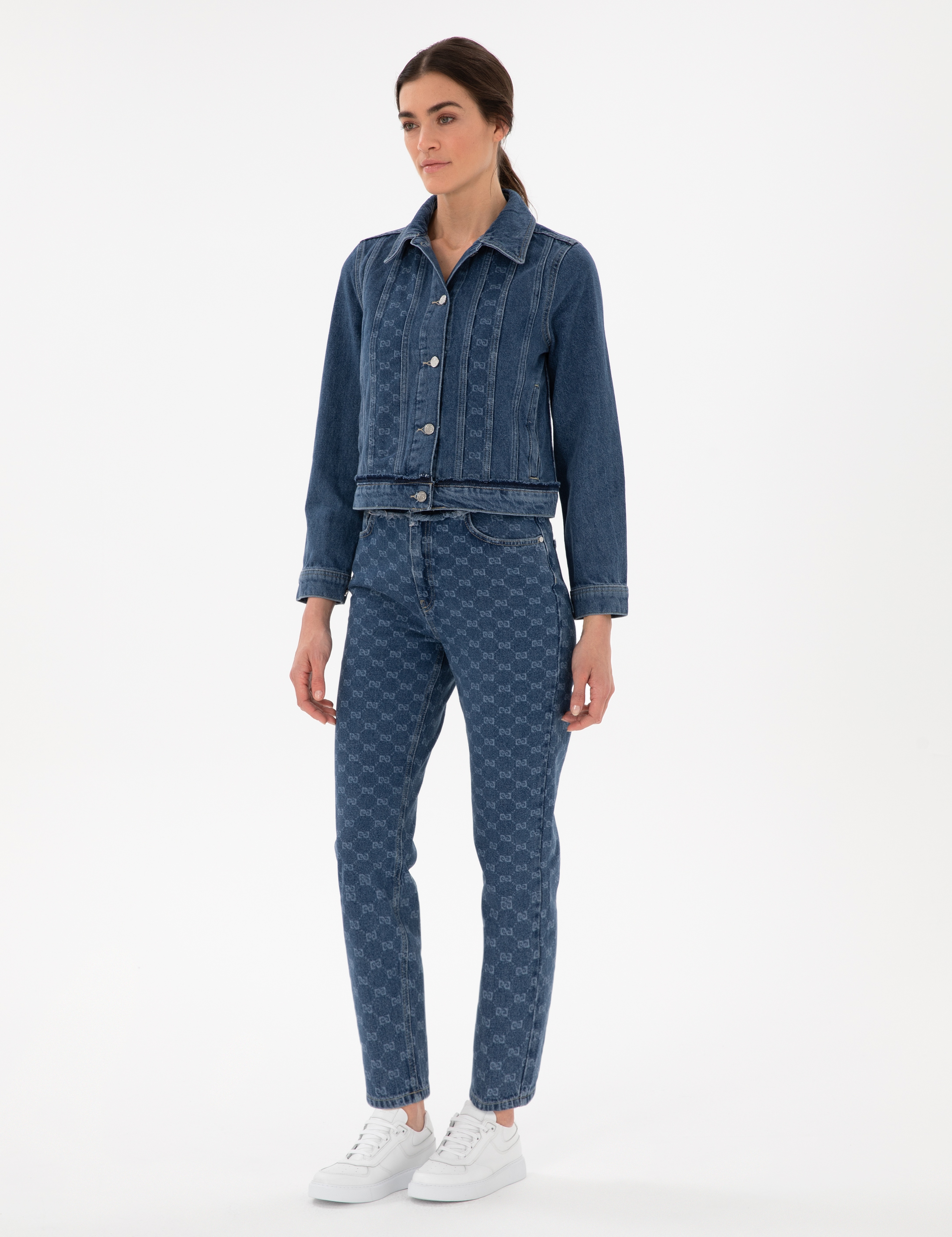 Koyu Mavi Mom High Waist Jean Pantolon - Image 1