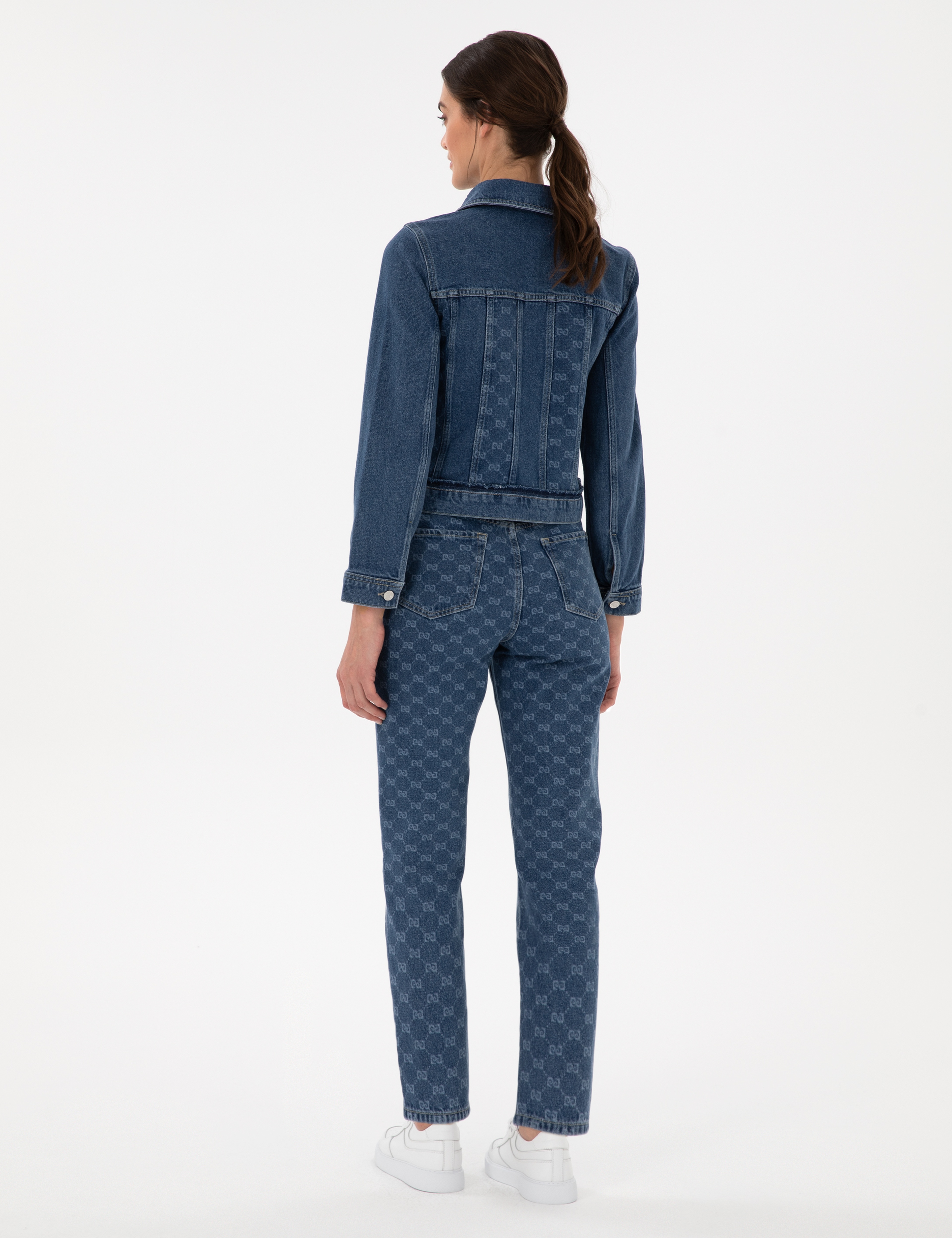 Koyu Mavi Mom High Waist Jean Pantolon - Image 4