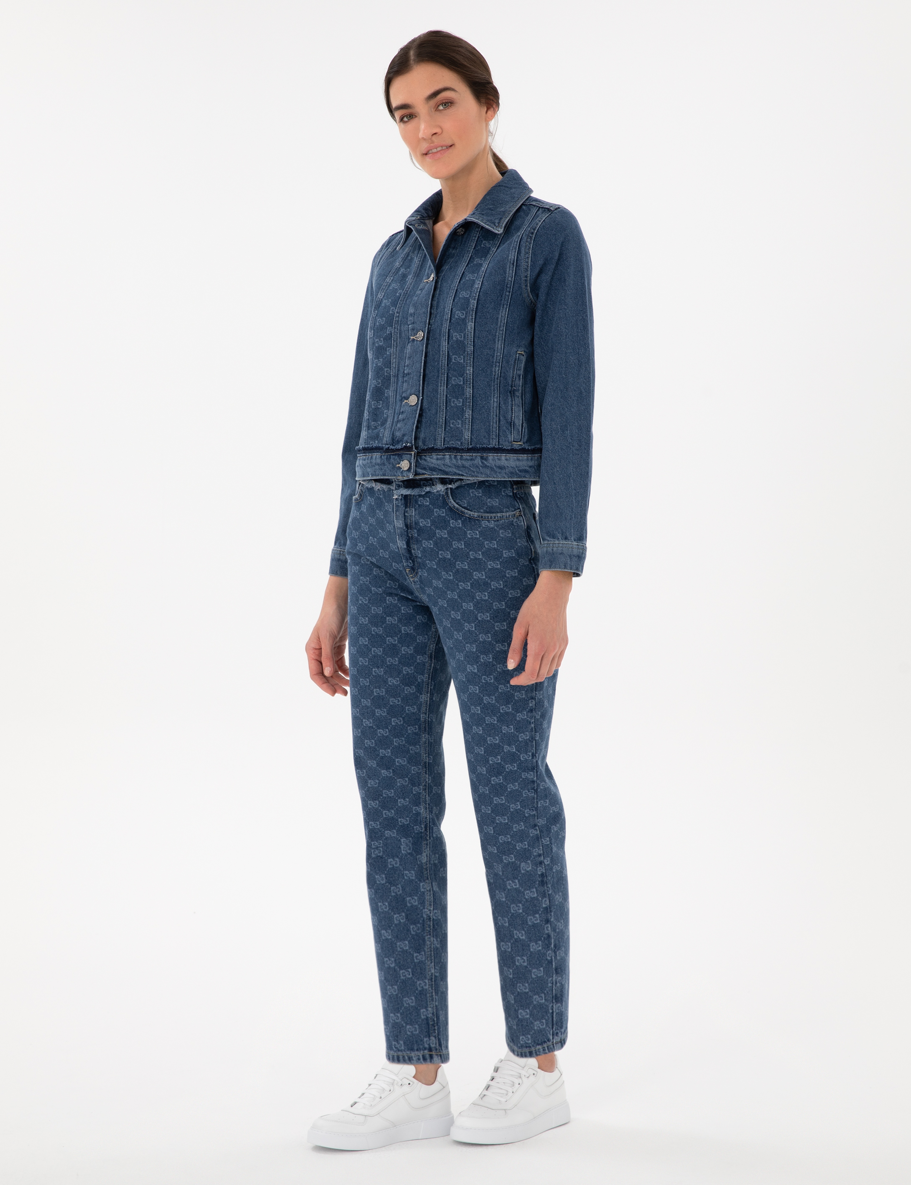 Koyu Mavi Mom High Waist Jean Pantolon - Image 3