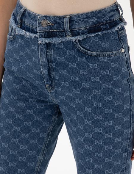 Koyu Mavi Mom High Waist Jean Pantolon - 50306931012