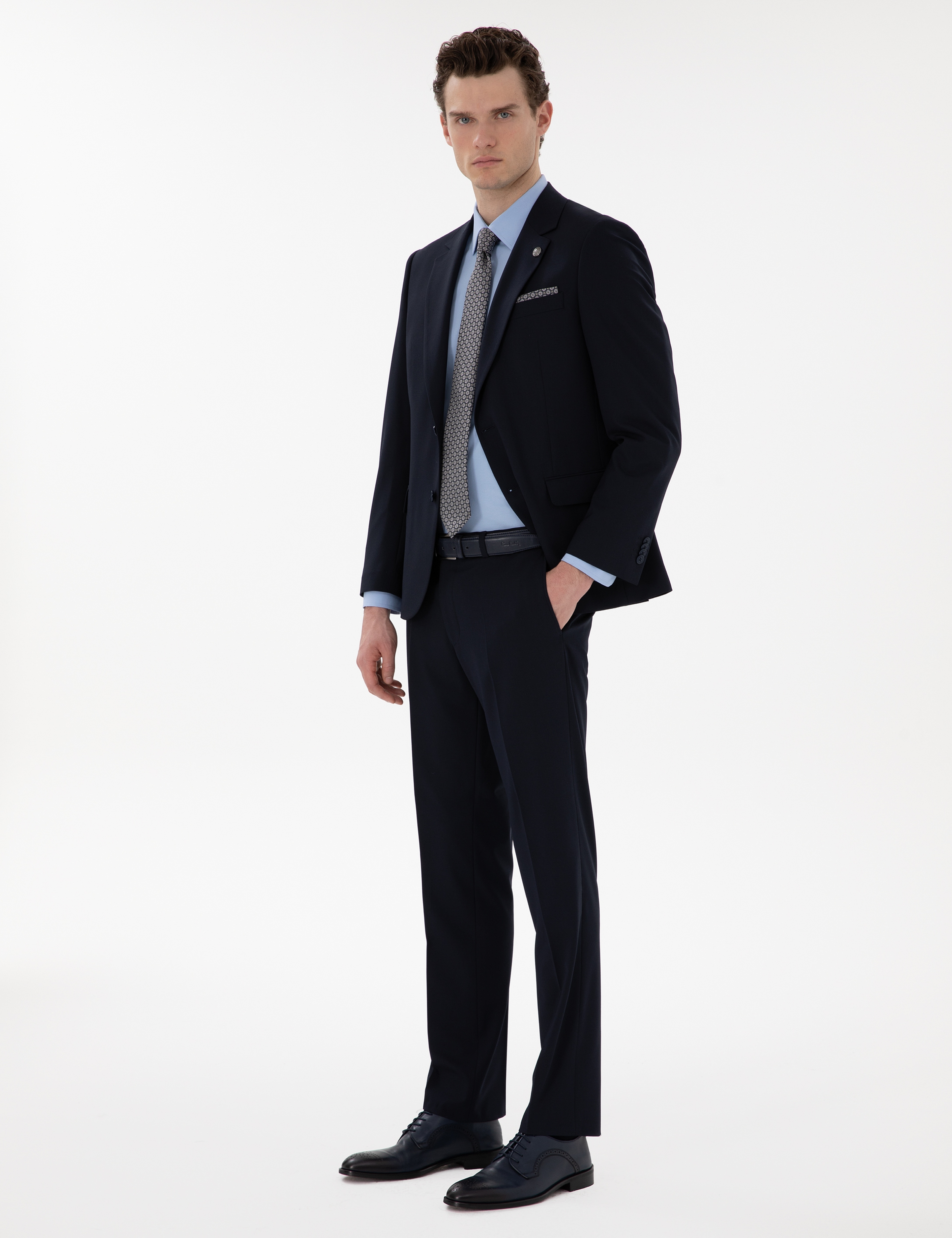 Lacivert Slim Fit Takım Elbise - Image 4