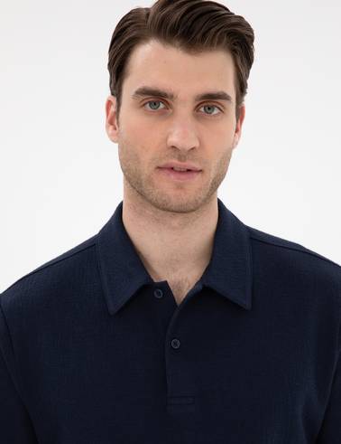 Lacivert Slim Fit Polo Yaka Tişört