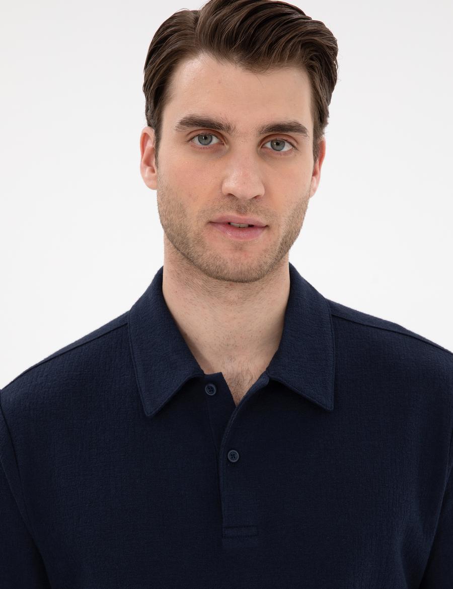 Lacivert Slim Fit Polo Yaka Tişört