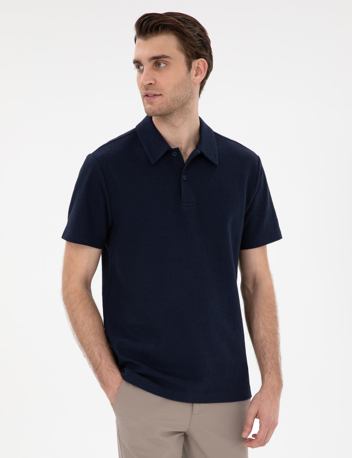 Lacivert Slim Fit Polo Yaka Tişört