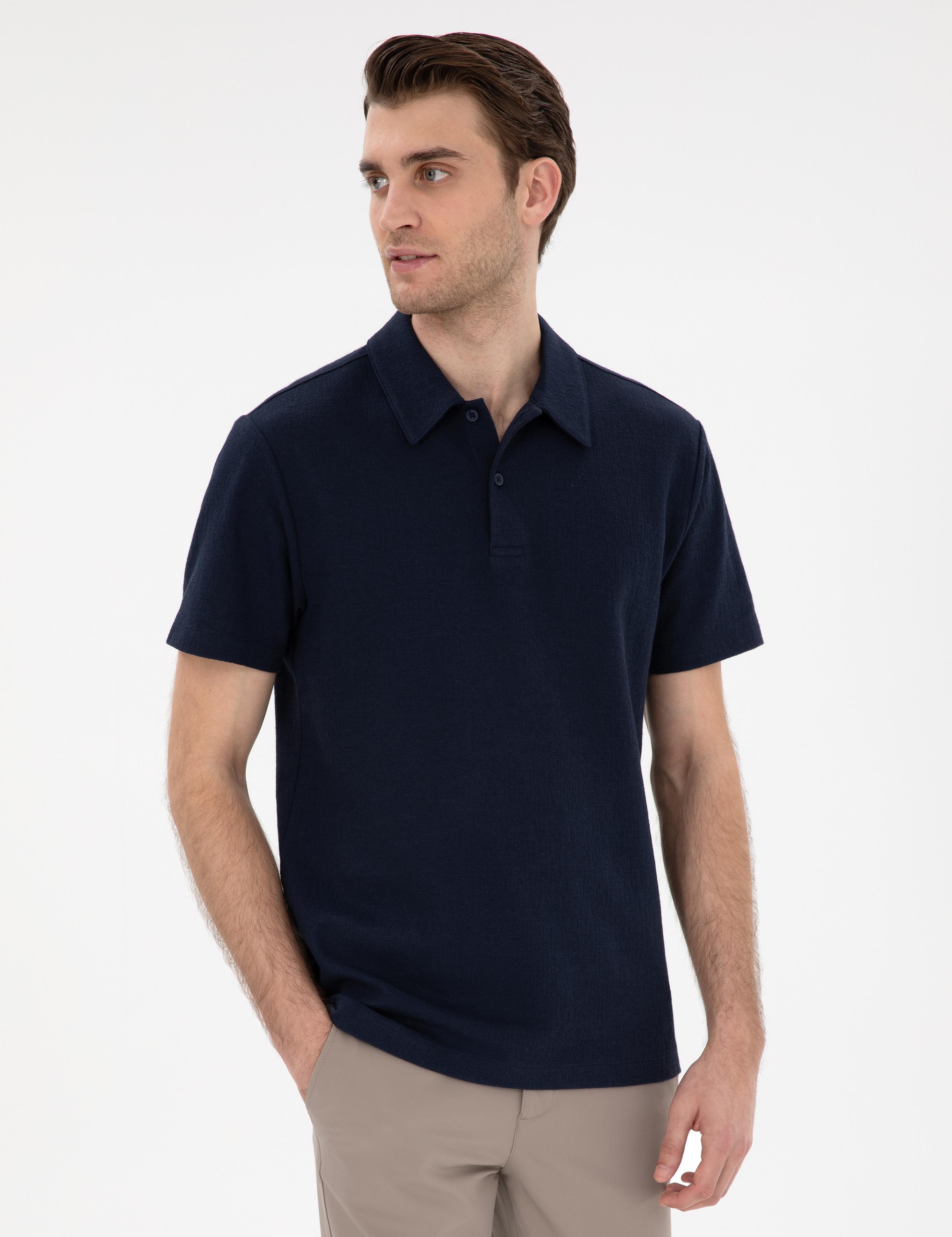 Lacivert Slim Fit Polo Yaka Tişört