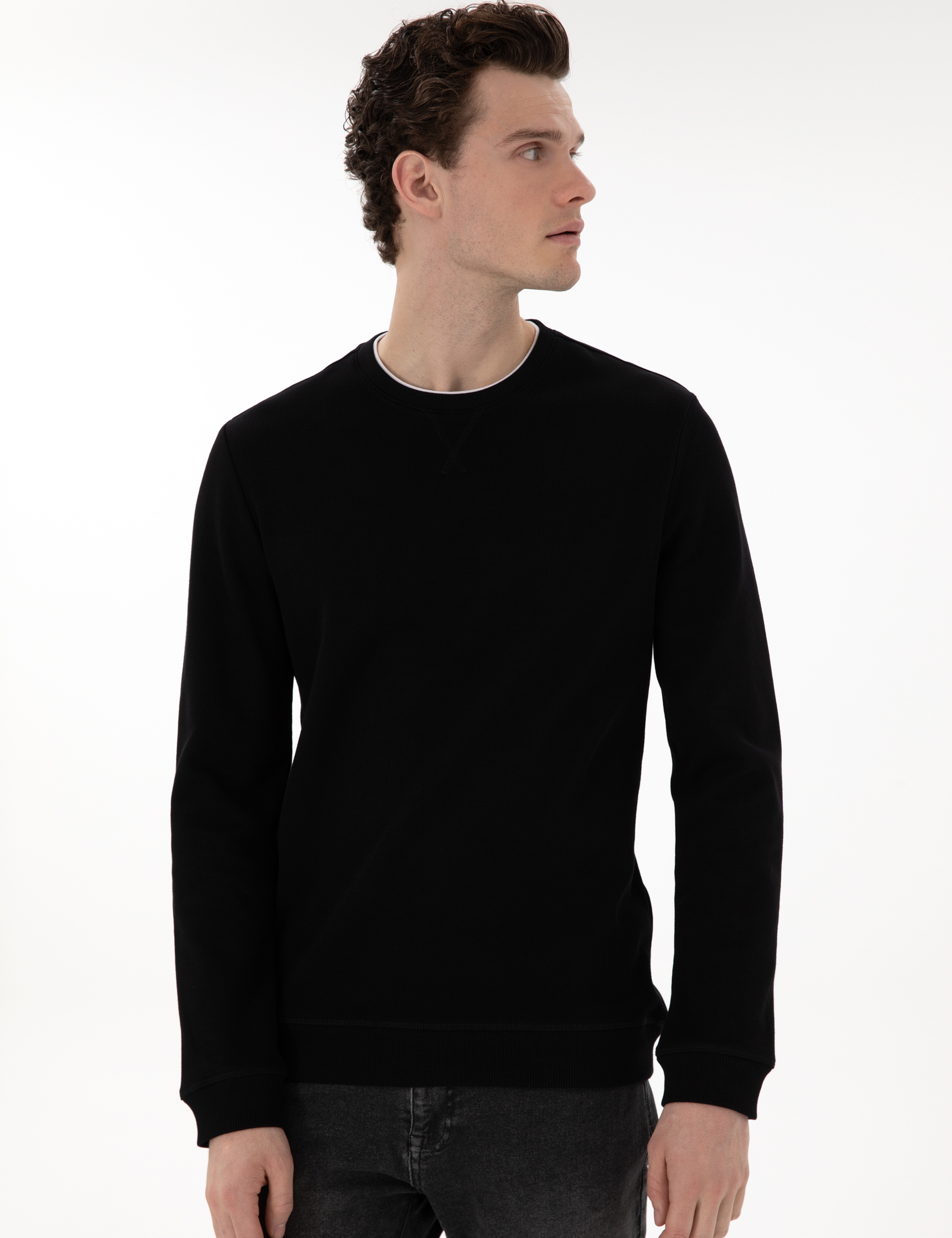 Siyah Regular Fit Sweatshirt - Image 3