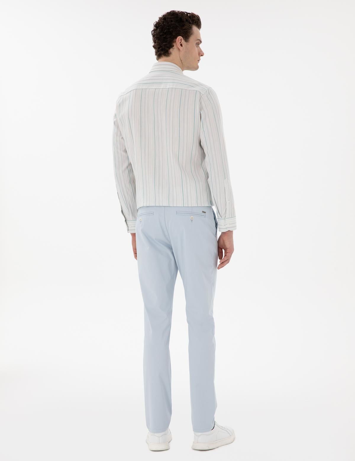 Açık Mavi Slim Fit Yazlık Kanvas Pantolon - 50305450197