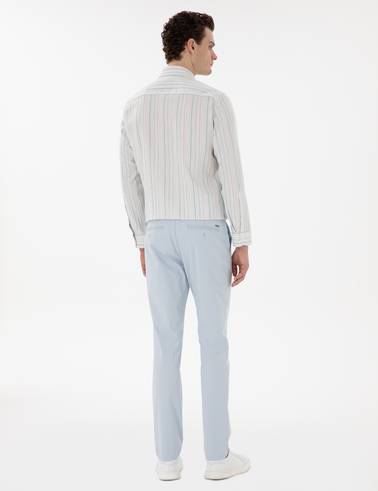 Açık Mavi Slim Fit Yazlık Kanvas Pantolon