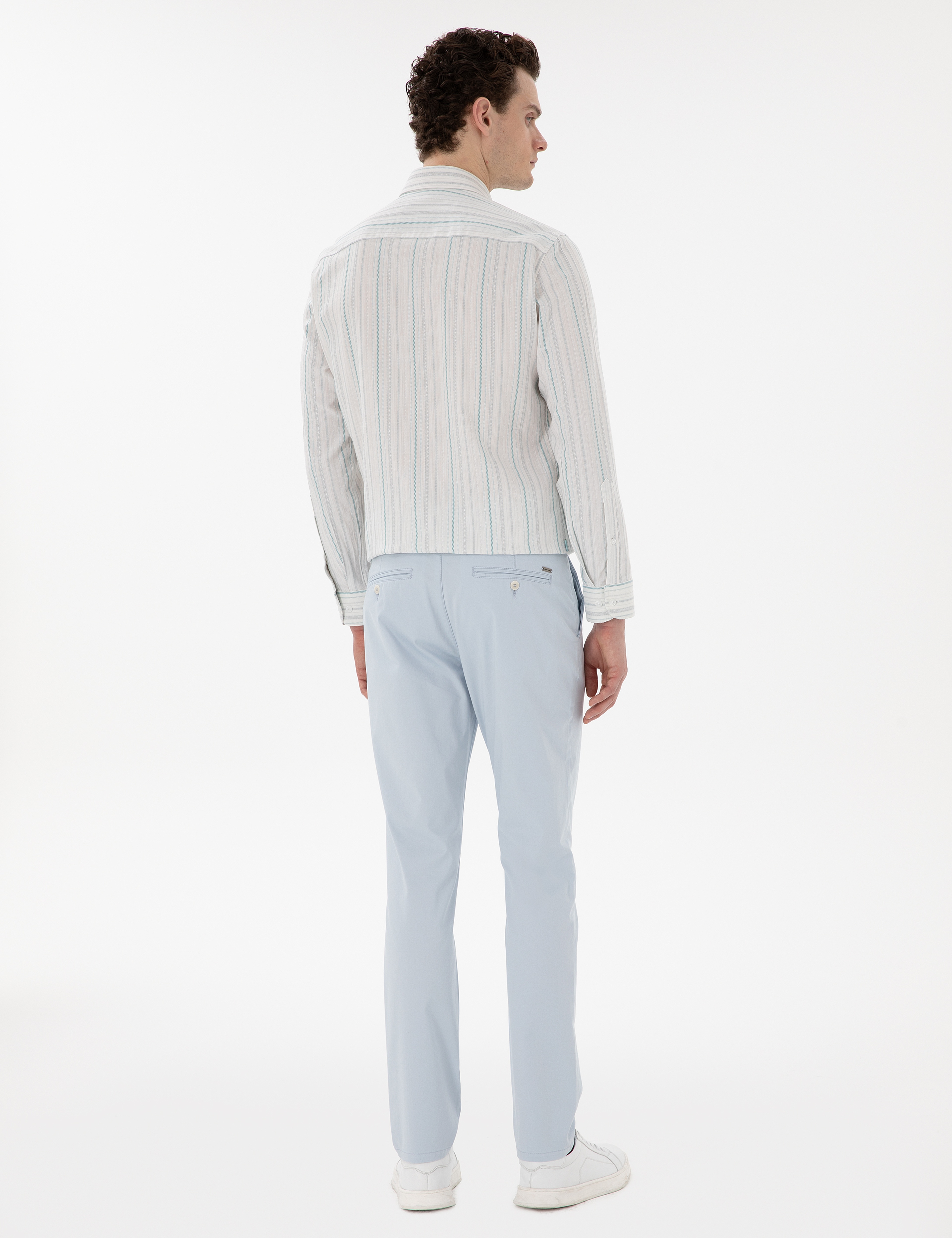 Açık Mavi Slim Fit Yazlık Kanvas Pantolon - Image 4