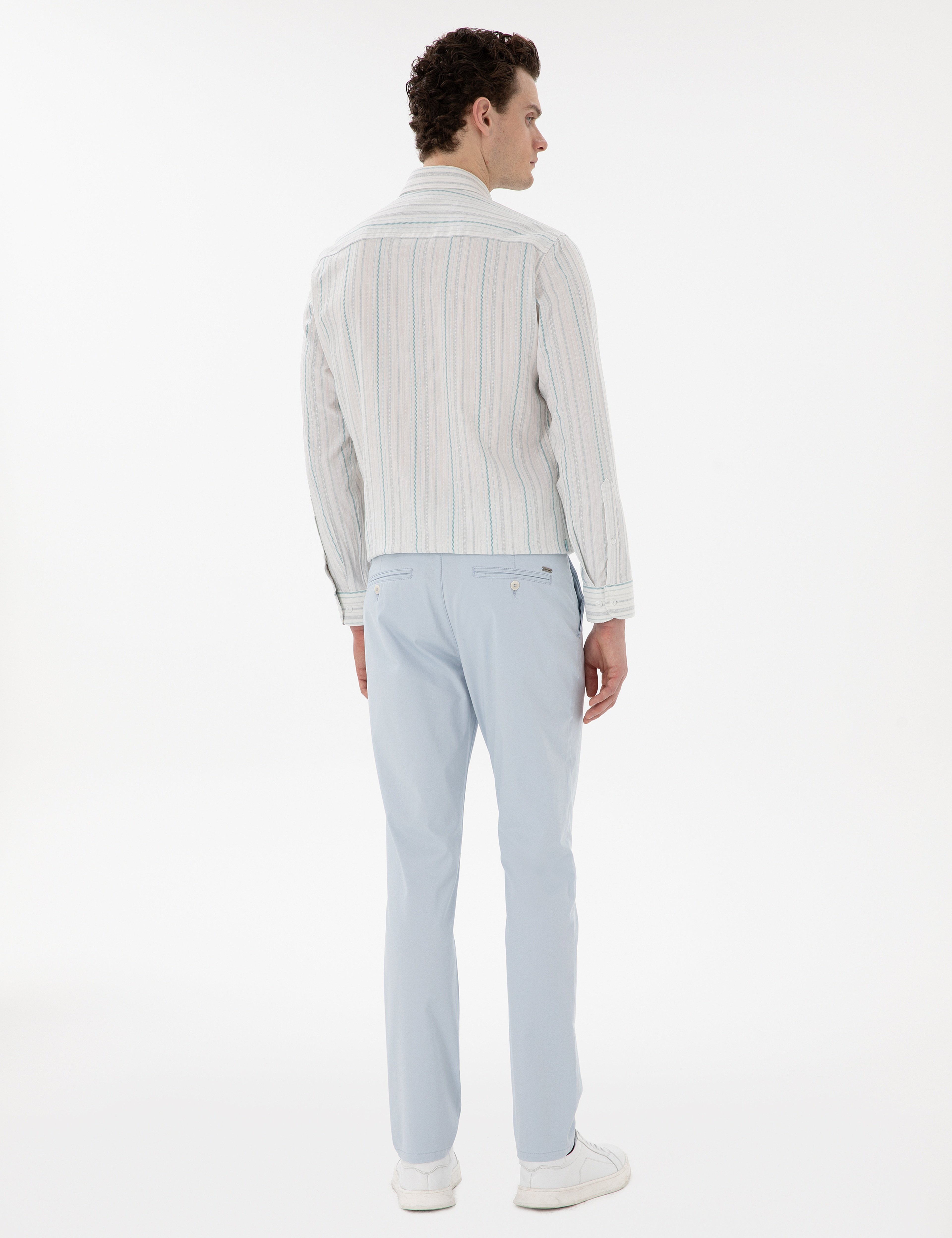 Açık Mavi Slim Fit Yazlık Kanvas Pantolon