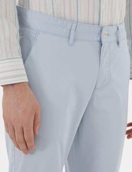 Açık Mavi Slim Fit Yazlık Kanvas Pantolon - 50305450197