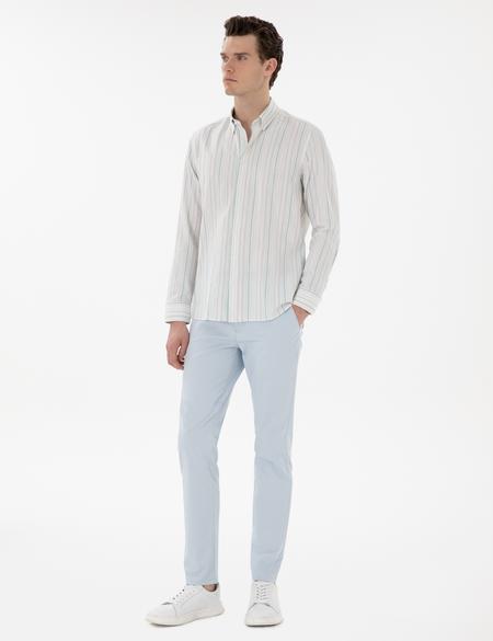 Açık Mavi Slim Fit Yazlık Kanvas Pantolon - 50305450197