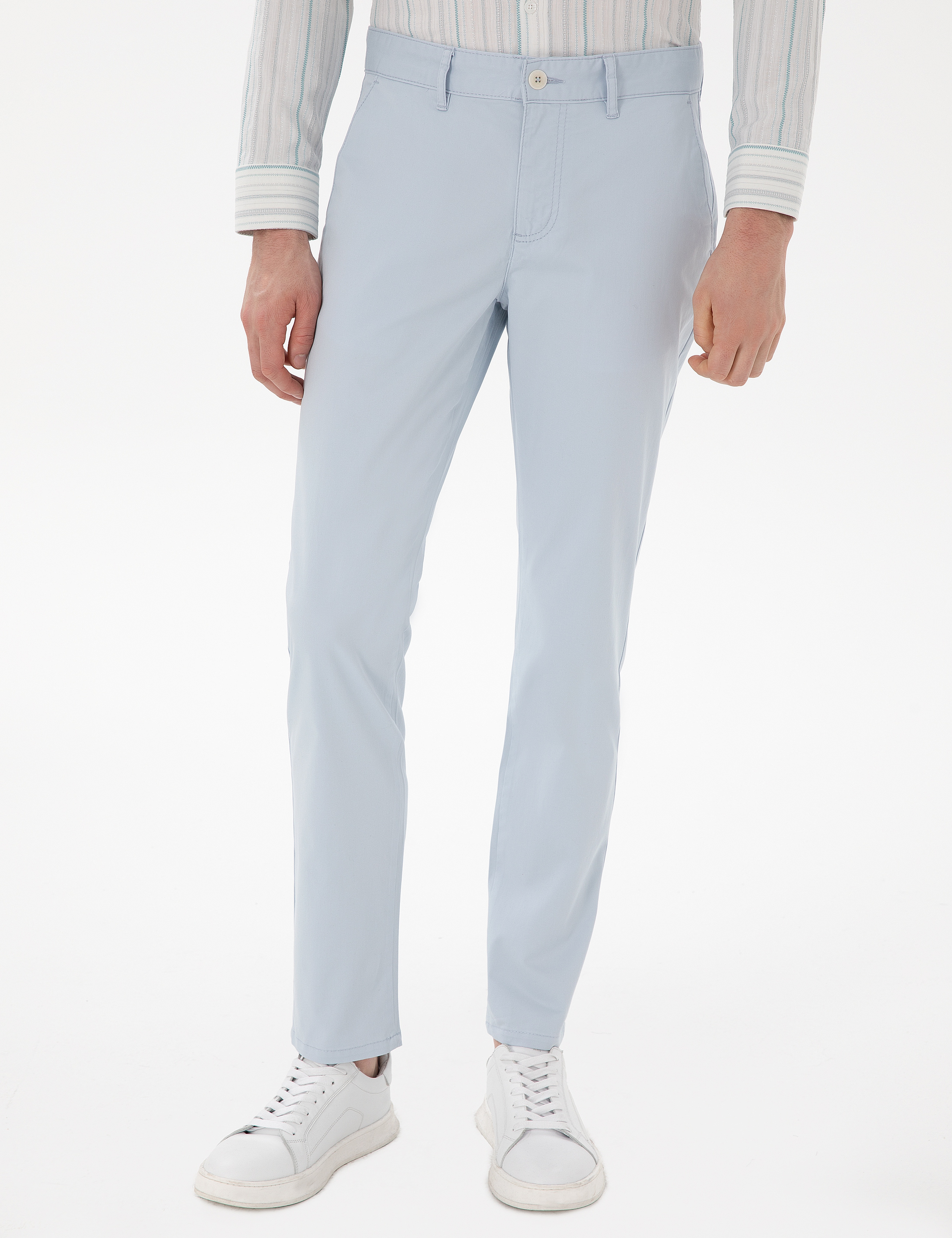 Açık Mavi Slim Fit Yazlık Kanvas Pantolon - Image 2