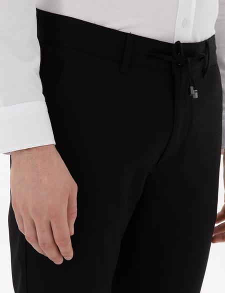 Siyah Slim Fit Bağcıklı Kanvas Pantolon - 50305260174