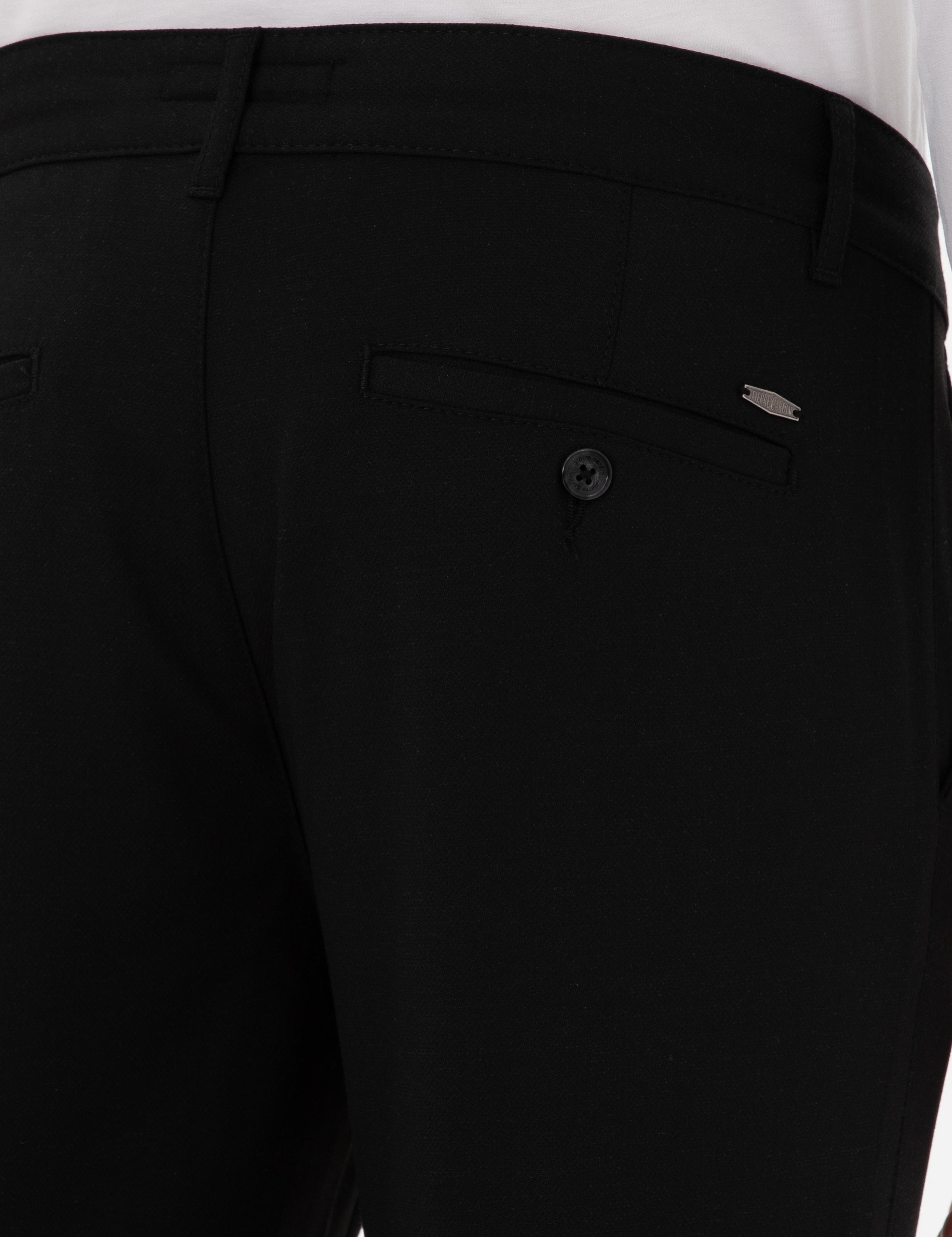 Siyah Slim Fit Bağcıklı Kanvas Pantolon