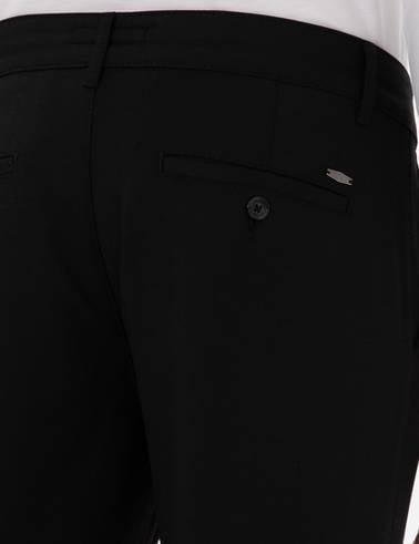 Siyah Slim Fit Bağcıklı Kanvas Pantolon