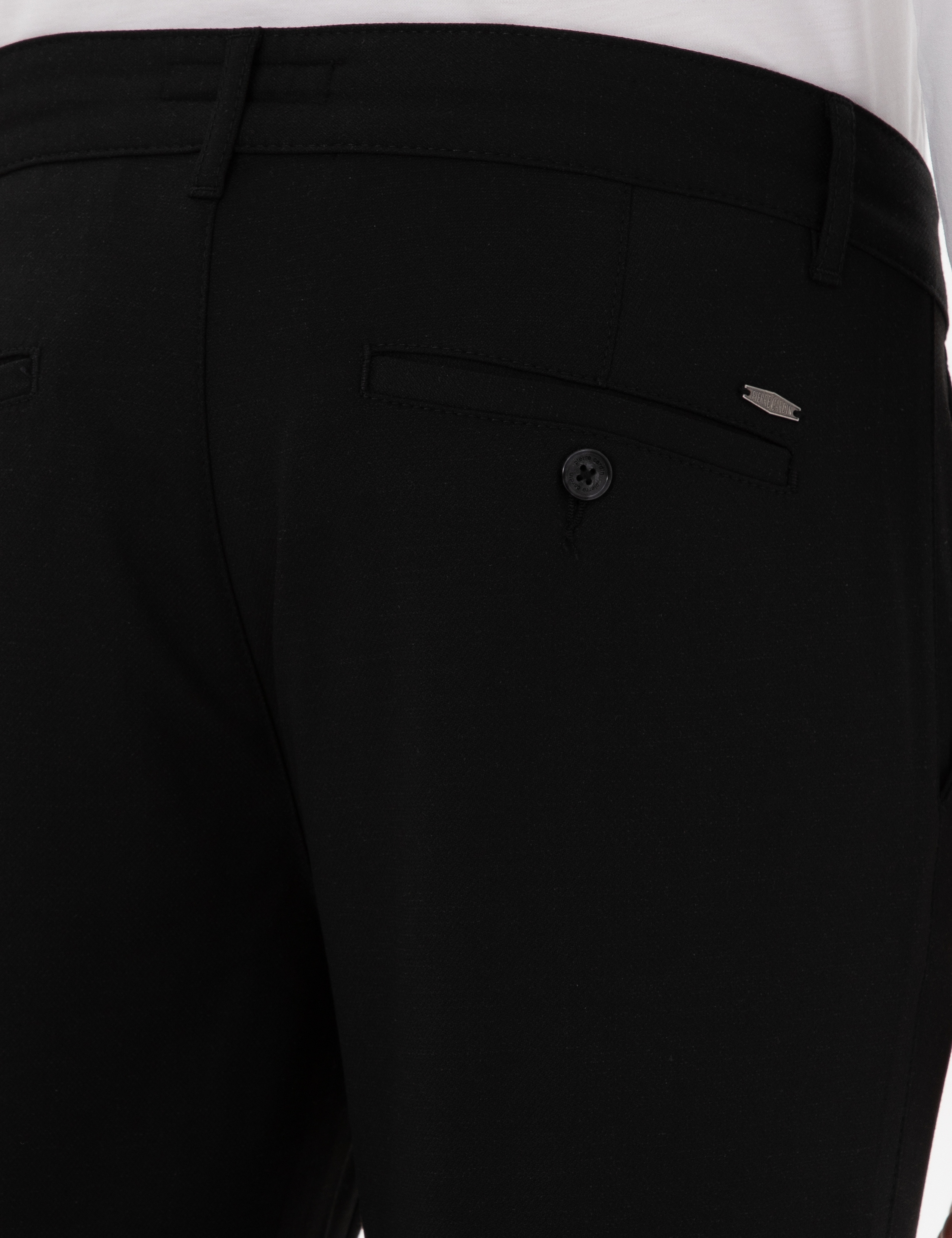 Siyah Slim Fit Bağcıklı Kanvas Pantolon