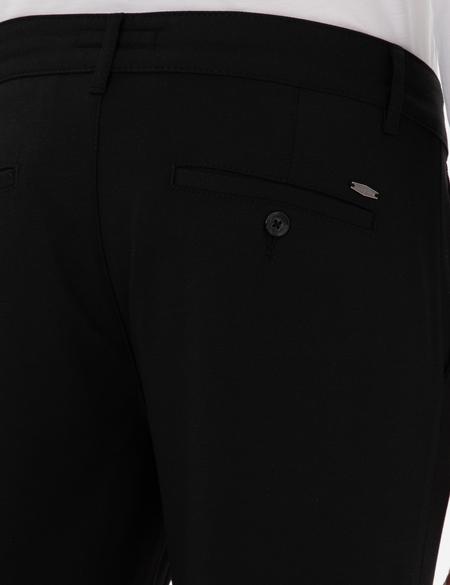 Siyah Slim Fit Bağcıklı Kanvas Pantolon - 50305260174