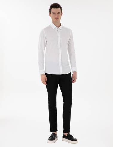 Siyah Slim Fit Bağcıklı Kanvas Pantolon