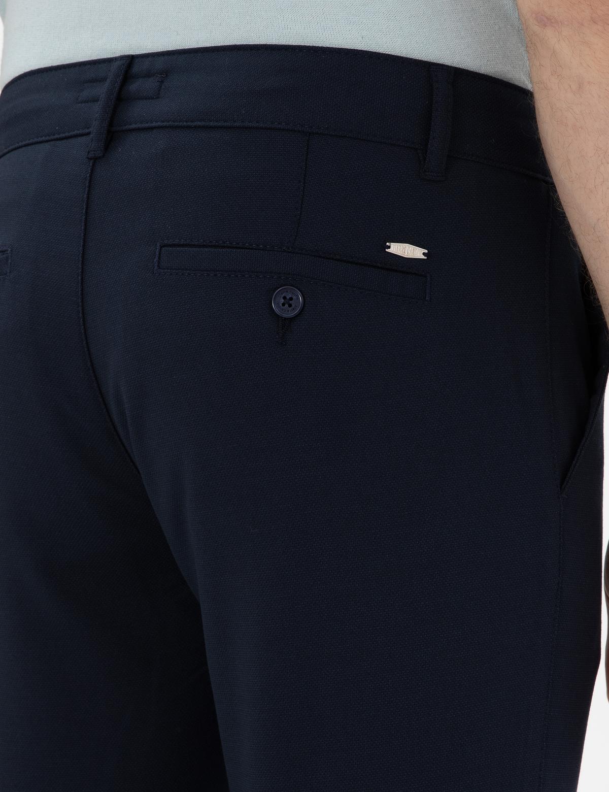 Lacivert Slim Fit Bağcıklı Kanvas Pantolon - 50305260114