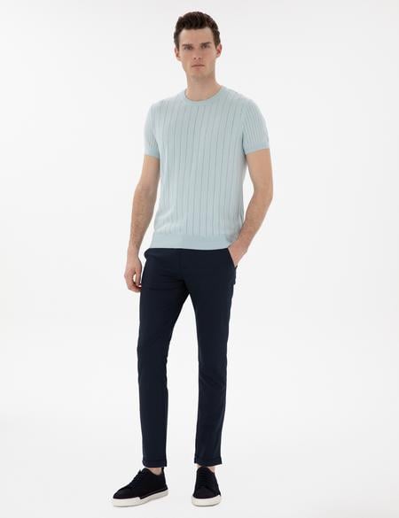 Lacivert Slim Fit Bağcıklı Kanvas Pantolon - 50305260114