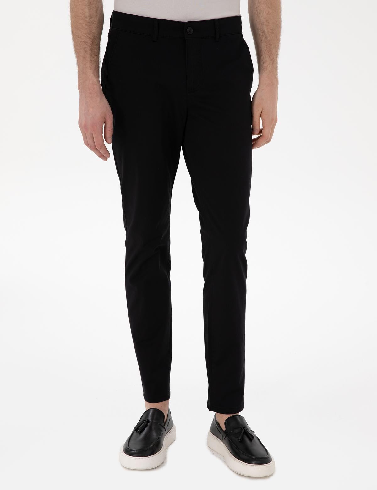 Siyah Slim Fit Yazlık Kanvas Pantolon - 50305450059