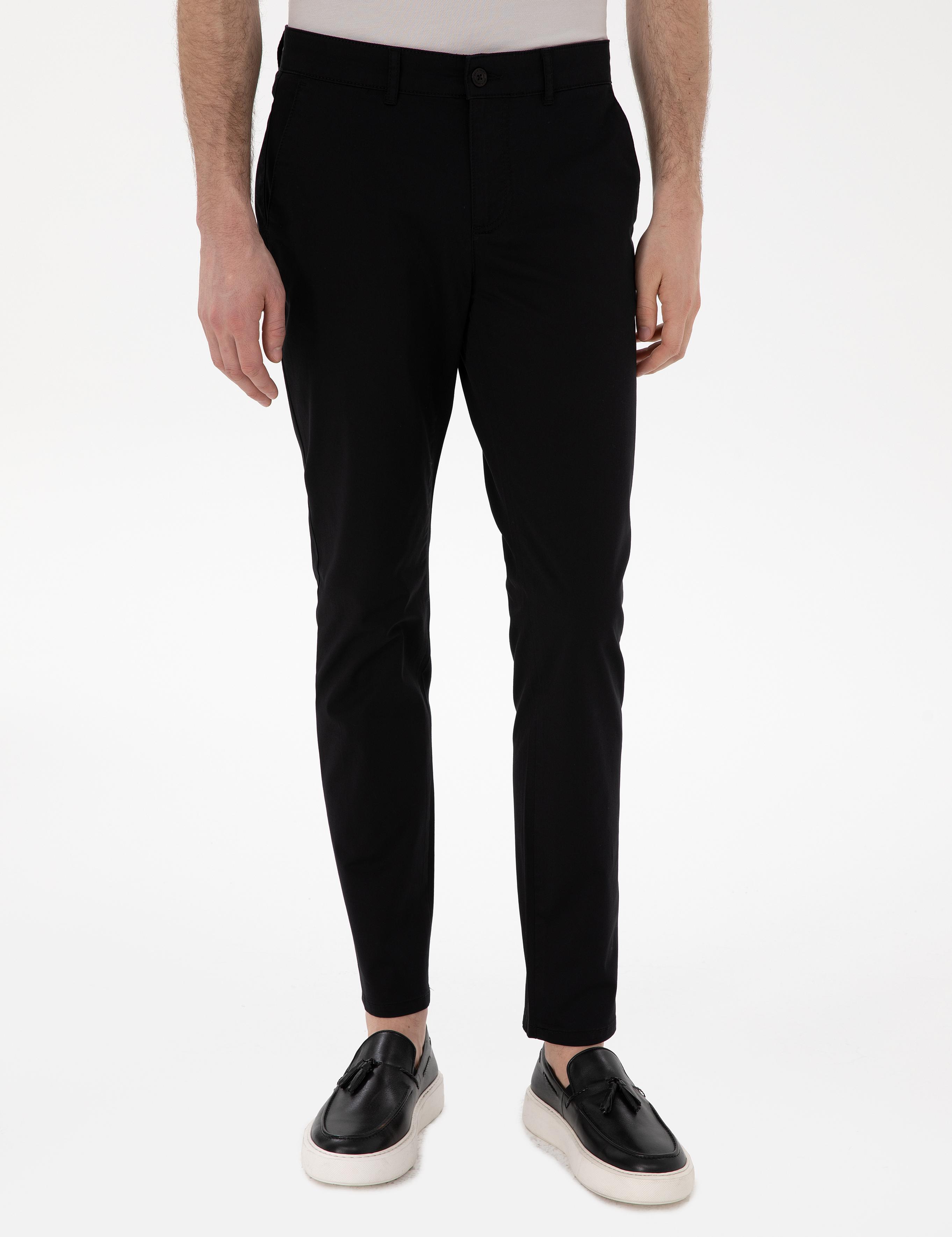 Siyah Slim Fit Yazlık Kanvas Pantolon