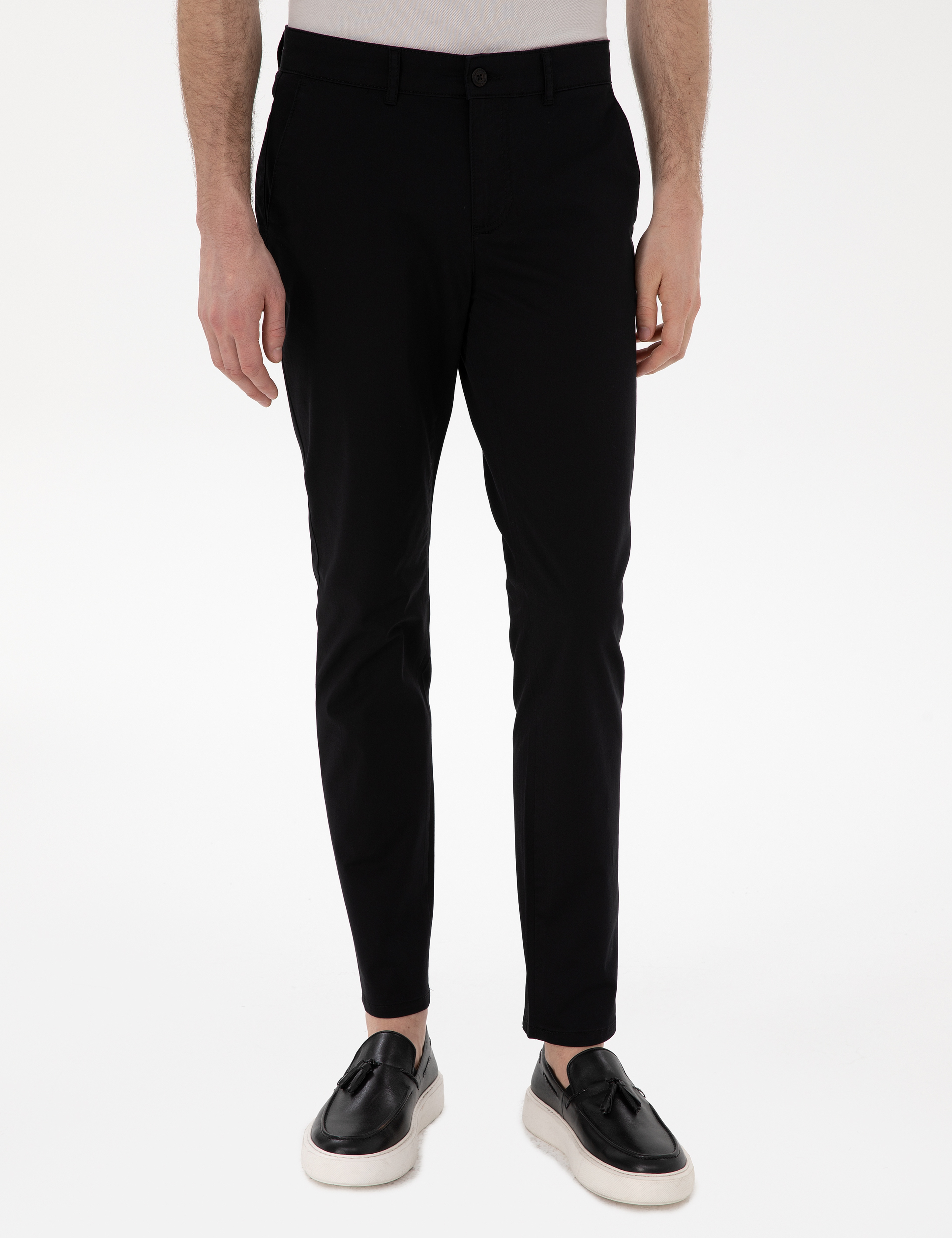 Siyah Slim Fit Yazlık Kanvas Pantolon - Image 2