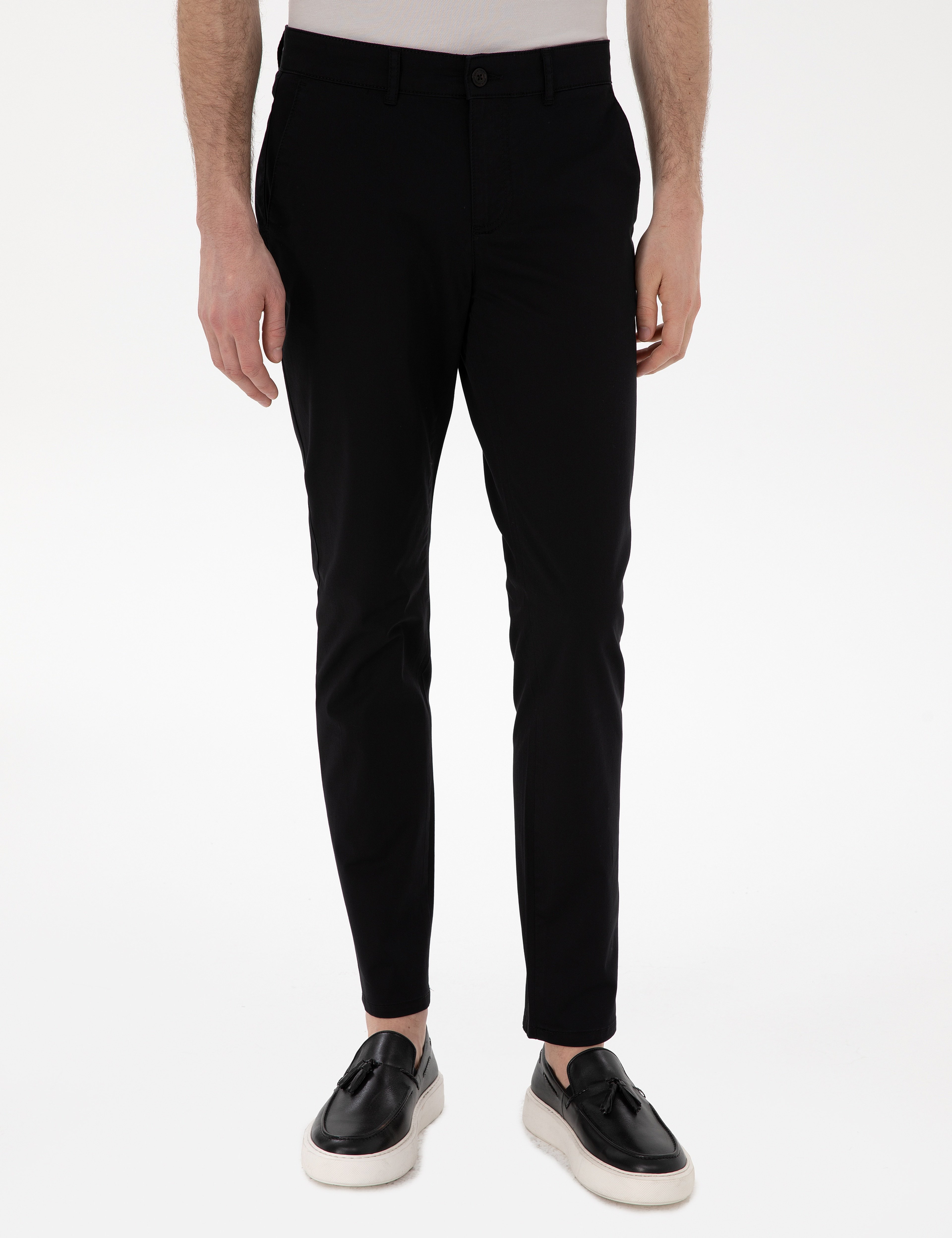 Siyah Slim Fit Yazlık Kanvas Pantolon