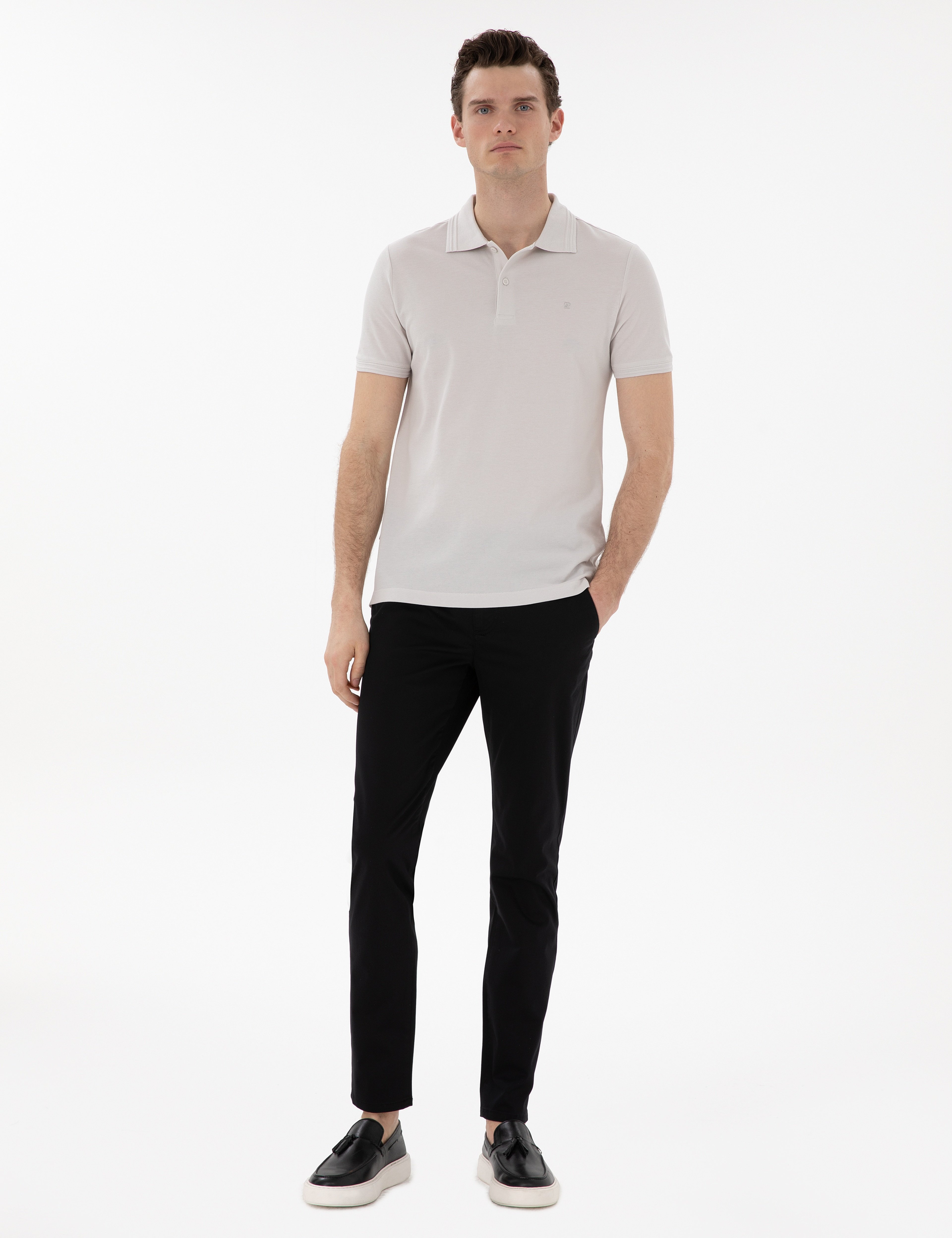 Siyah Slim Fit Yazlık Kanvas Pantolon - Image 1