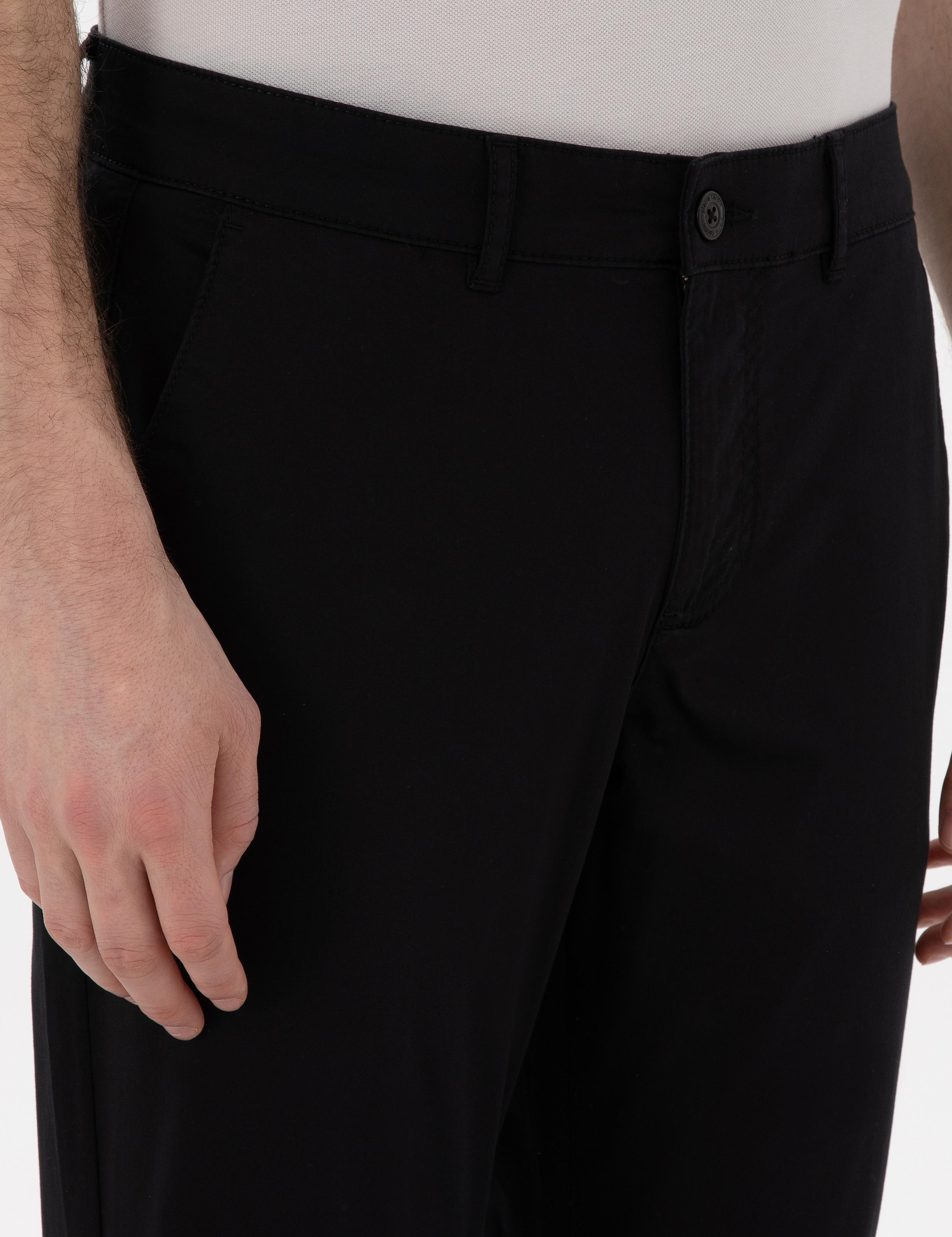 Siyah Slim Fit Yazlık Kanvas Pantolon