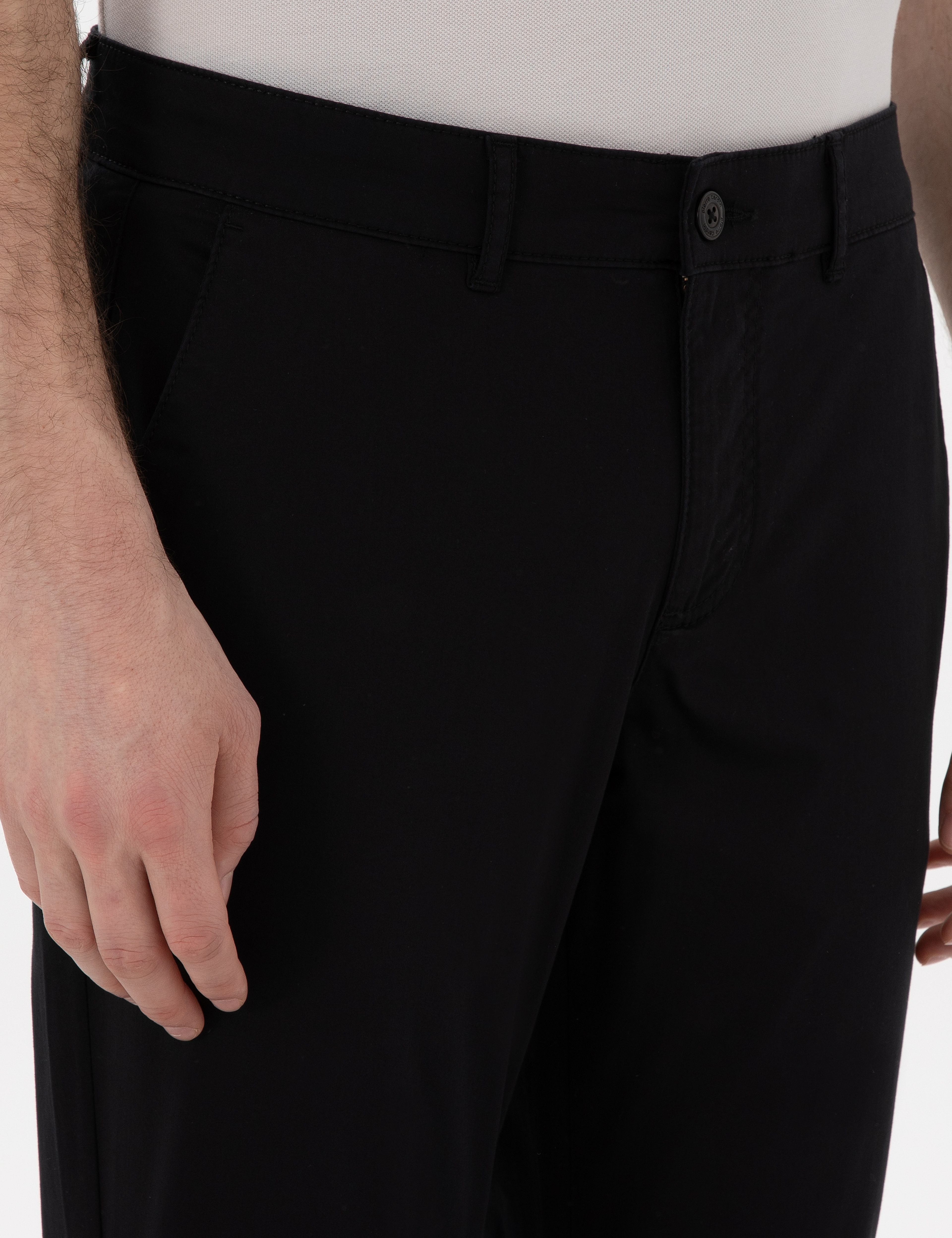 Siyah Slim Fit Yazlık Kanvas Pantolon - Image 5