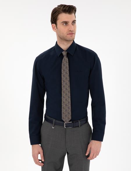 Lacivert Regular Fit Uzun Kollu Basic Gömlek - 50307198007