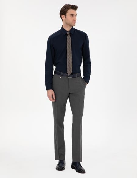 Lacivert Regular Fit Uzun Kollu Basic Gömlek - 50307198007