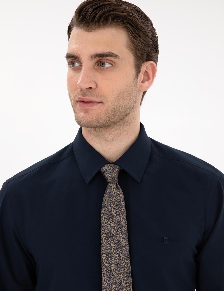 Lacivert Regular Fit Uzun Kollu Basic Gömlek